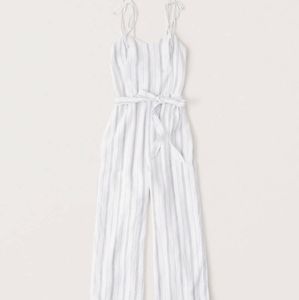 ABERCROMBIE White and blue striped romper